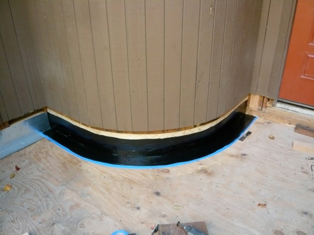 Urethane sealant application prior to deck flashing installations