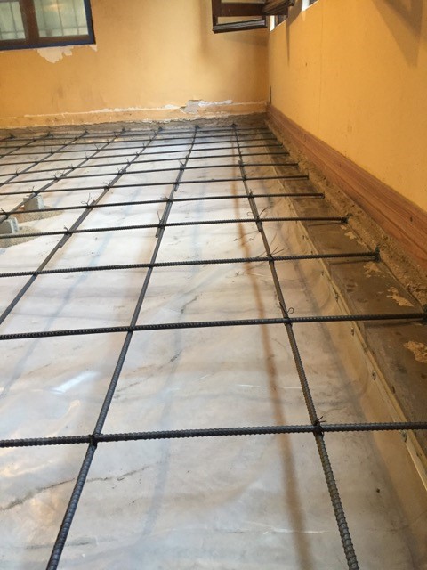 Rebar set in epoxy above basement footings