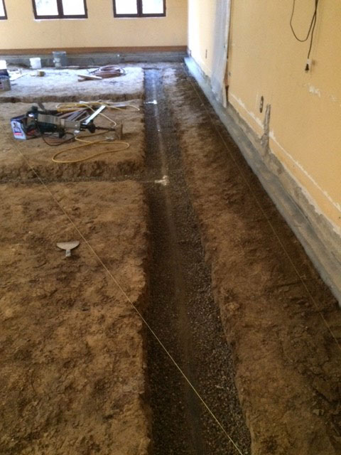 Basement under slab french drainage system