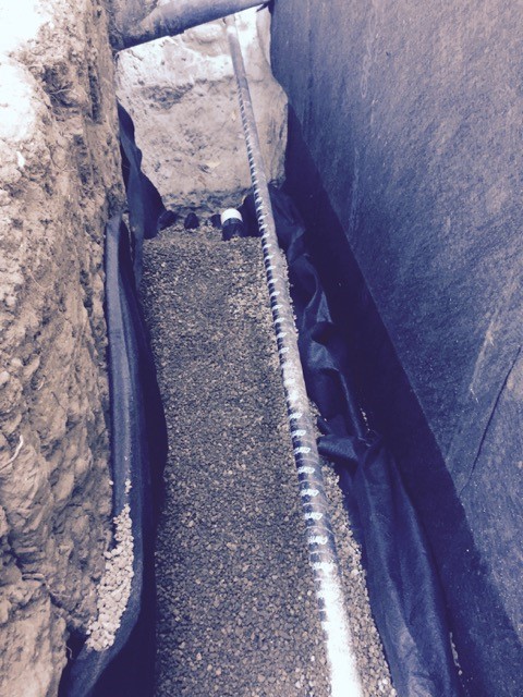 Pea gravel applied over french drain