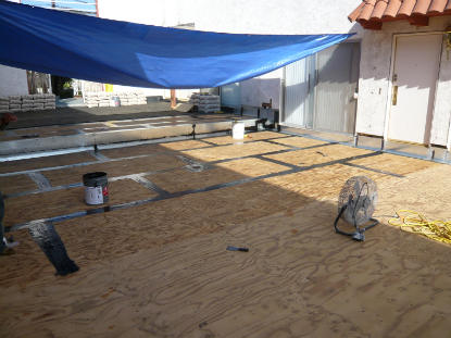 Structural -1 T+G ¾in. plywood deck substrate located above subterranean garage