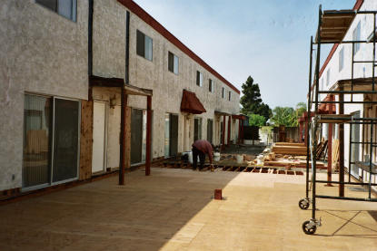 Elevated deck substrate replaced with structural-1 exterior glue plywood